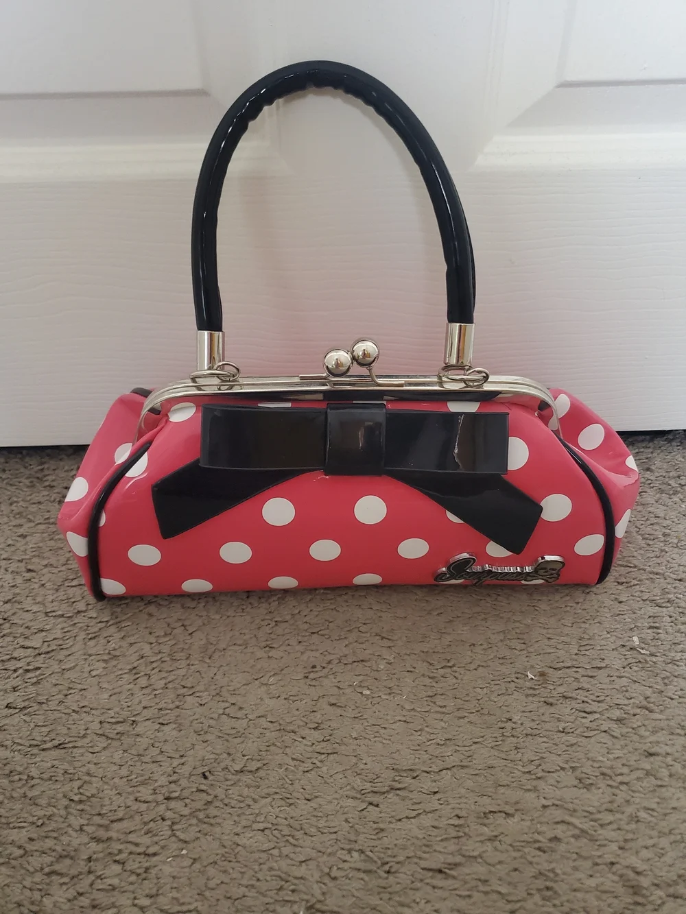 Sourpuss Floozy Purse Pink Polka Dot Rockabilly Pinup Handbag